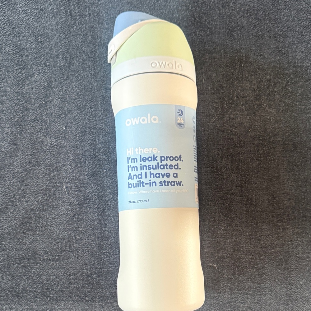 Owala Insulated Water Bottle with Built-in Straw - Cream and Blue